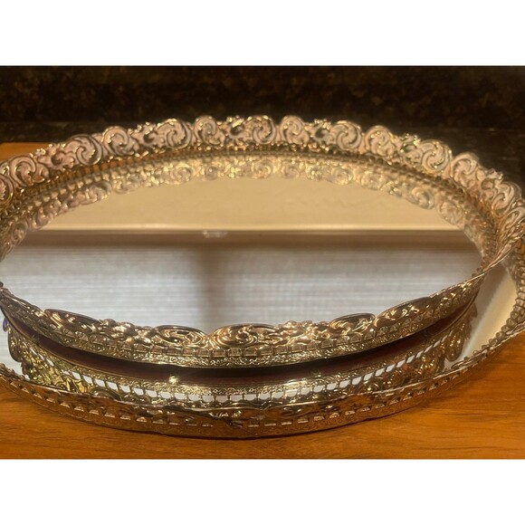 2 vintage Oval Mirror Vanity Tray - Picture 6 of 8